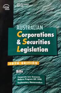 AUSTRALIAN CORPORATIONS & SECURITIES LEGISLATION 10TH EDITION ( BILLS ) ( IN GOOD CONDITION )